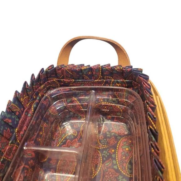 Longaberger 1997 Father's Day Striped Organizer Basket with Leather Handles - Pl - Picture 4 of 7